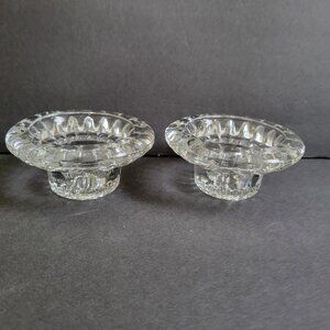 Vintage Anchor Hocking Pressed Glass Candle Holders Set Of 2